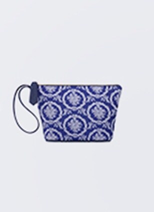 DROPSHIP ( BLUE AND WHITE COSMETIC BAG W WRISTLET
