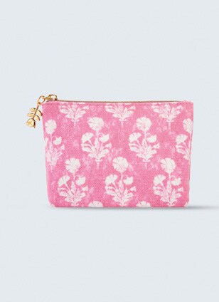 Nécessaire Floral Rosa e Branco